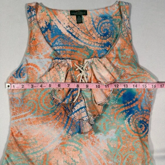 Lauren Ralph Lauren Drop Waist Boho Dress Sz Medium Paisley Fairy Festival Party - Picture 6 of 7